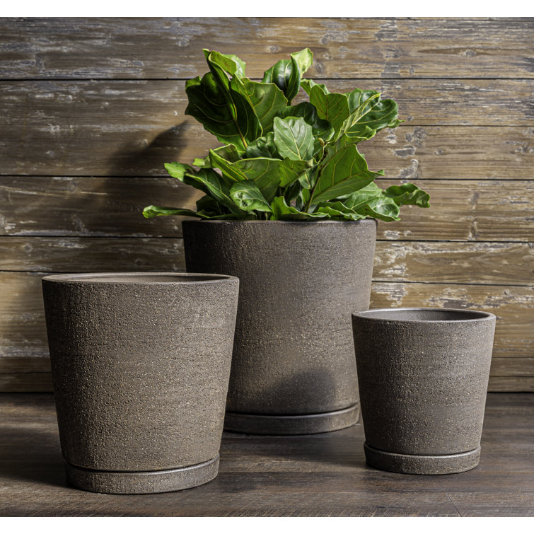 Handcrafted Terracotta Round Pot Planter Set in Peat - Set of 3