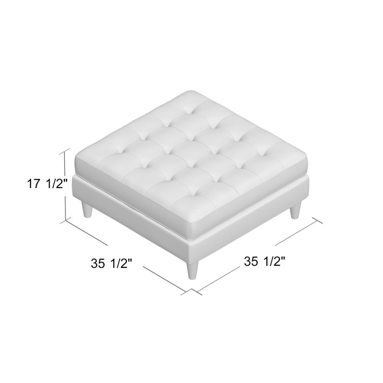 Light Gray Tufted Fabric Ottoman with Tapered Legs