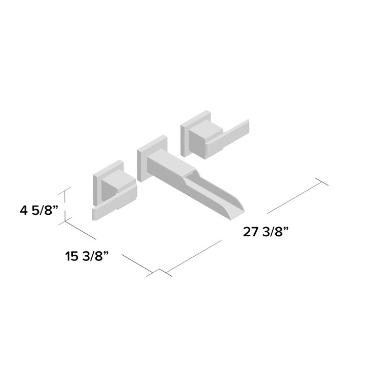 Chrome Wall Mounted Modern Widespread Bathroom Faucet