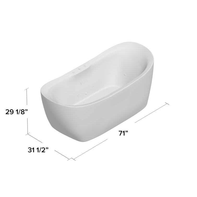 71'' White Acrylic Freestanding Double Slipper Bathtub with Jets
