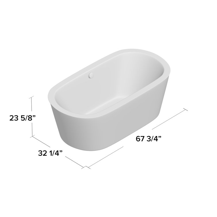 67.7" Black and White Acrylic Freestanding Bathtub