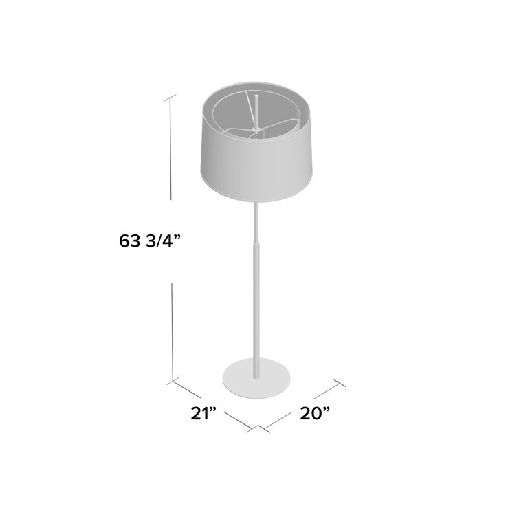 Saturnia 63.75'' Silver Stainless Steel Floor Lamp with White Shade