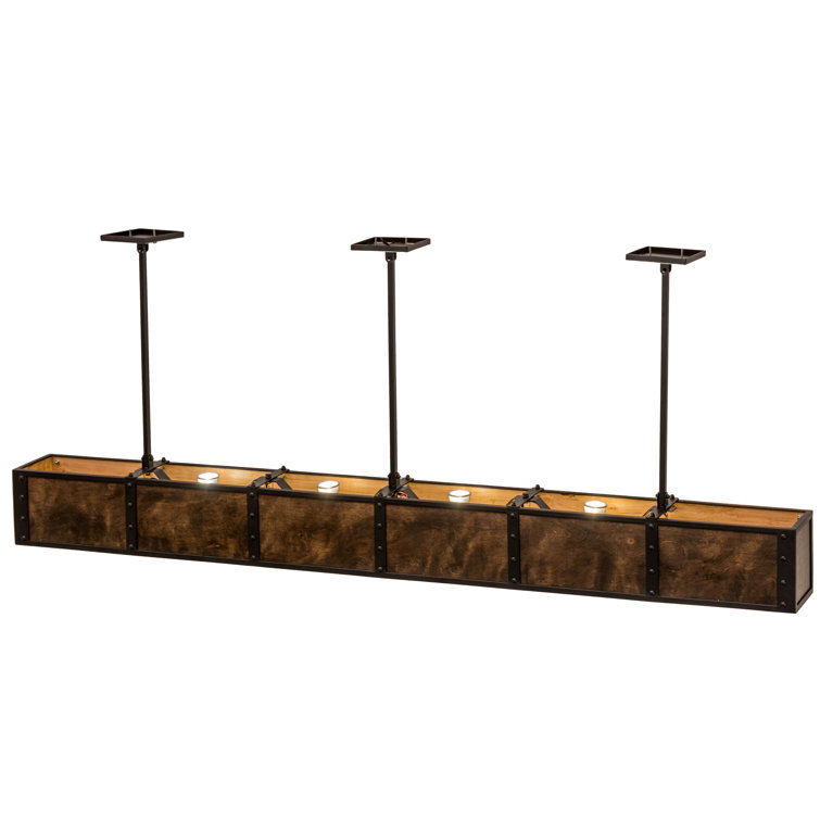 Giradeau 9-Light Black and Brown Wood Beam Island Pendant