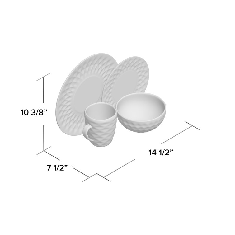 Tahitian Diamond Slate and Stone 16-Piece Stoneware Dinnerware Set