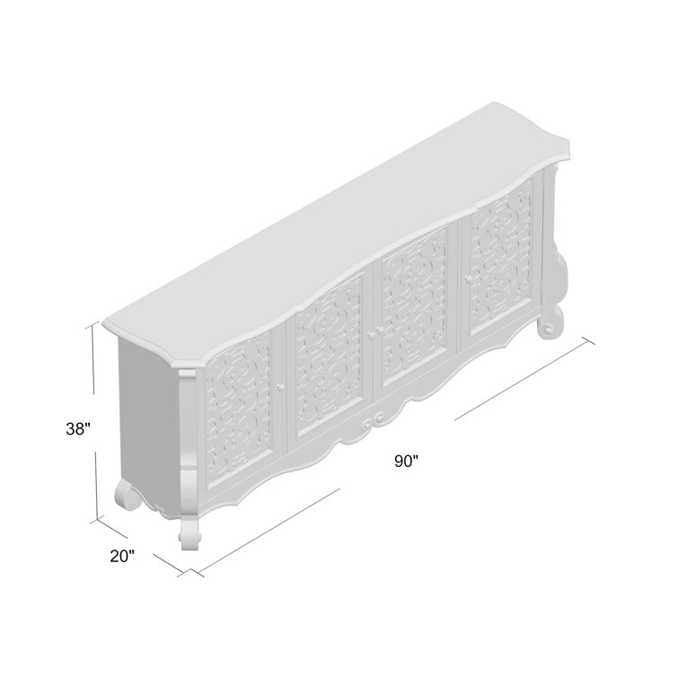 Chatelet 90'' Beige Mirrored Traditional Sideboard