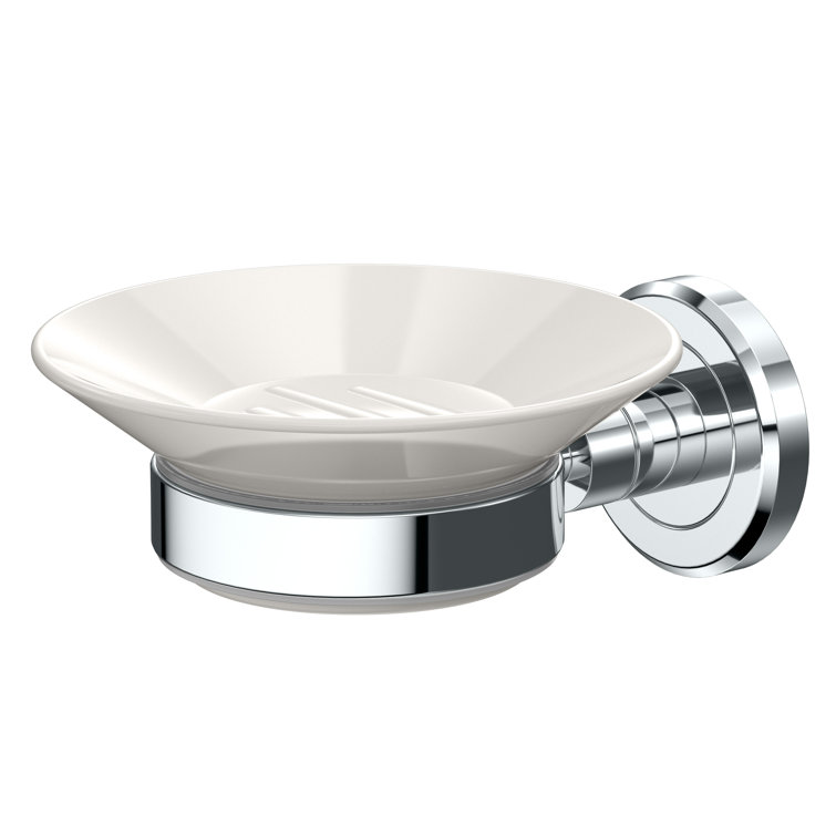 Chrome and White Ceramic Wall Mounted Soap Dish