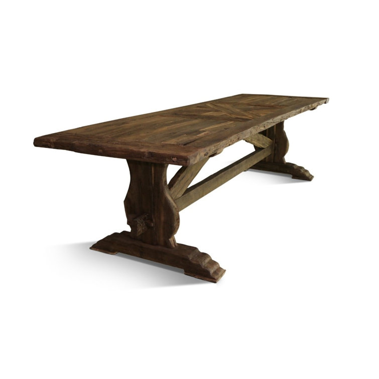 Roldvin Farmhouse Oak Solid Wood Rectangular Dining Table