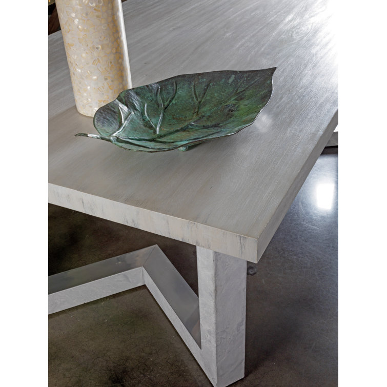 Transitional Gray and White Marble Wood Dining Table