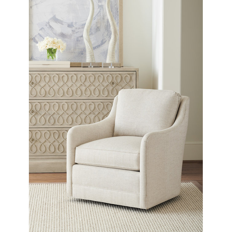 White Upholstered Swivel Armchair with Manufactured Wood Frame