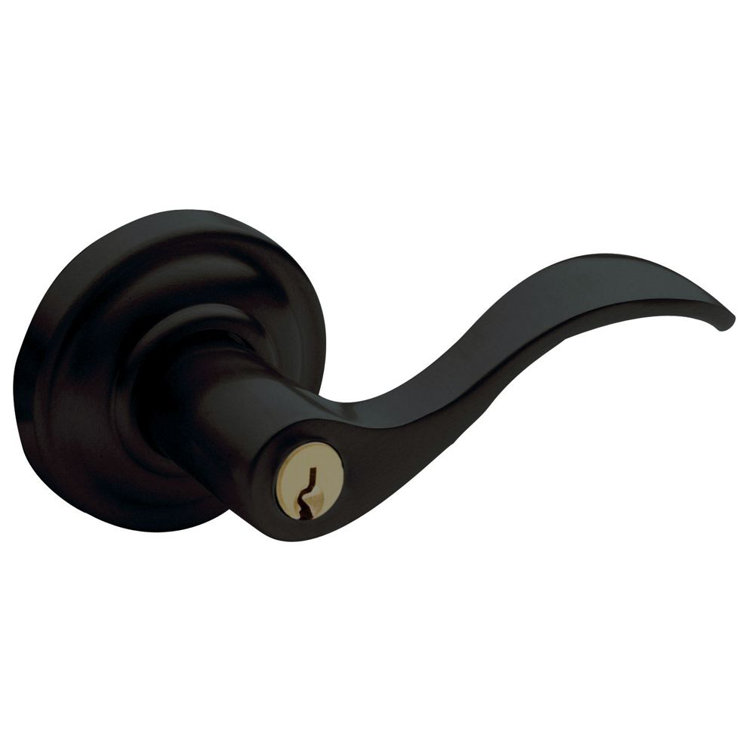 Satin Black Right-Handed Entry Door Lever with Rosette