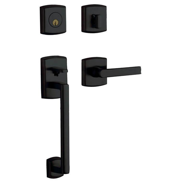 Satin Black Solid Metal Double Cylinder Lever Handleset