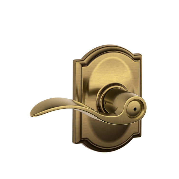 Antique Brass Traditional Privacy Door Lever with Camelot Trim