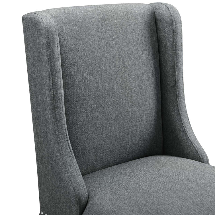 Elegant Gray Upholstered Counter Stool with Nailhead Trim