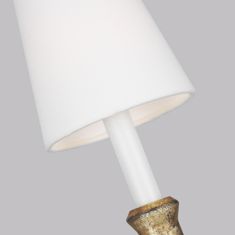 Antique Gild Steel Wall Sconce with White Linen Shade