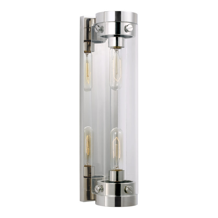Garrett 18" Polished Nickel Industrial Glass Sconce