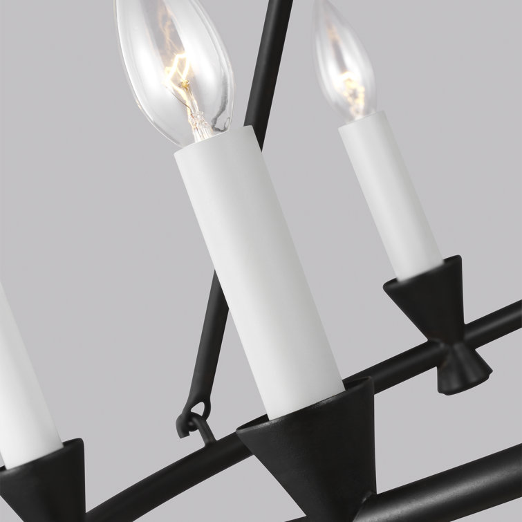 Mini Keystone Aged Iron 6-Light Wagon Wheel Chandelier