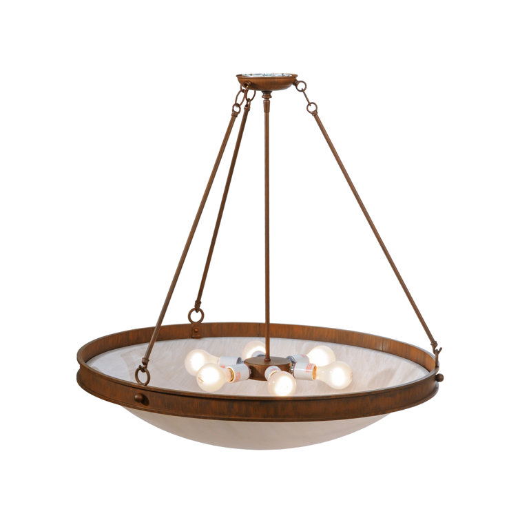 Dionne Rustic Iron 6-Light LED Brown Pendant for Indoor/Outdoor