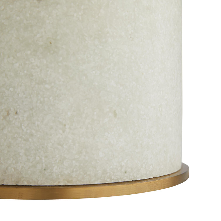 White Faux Marble and Brass Table Lamp with 3-Way Switch