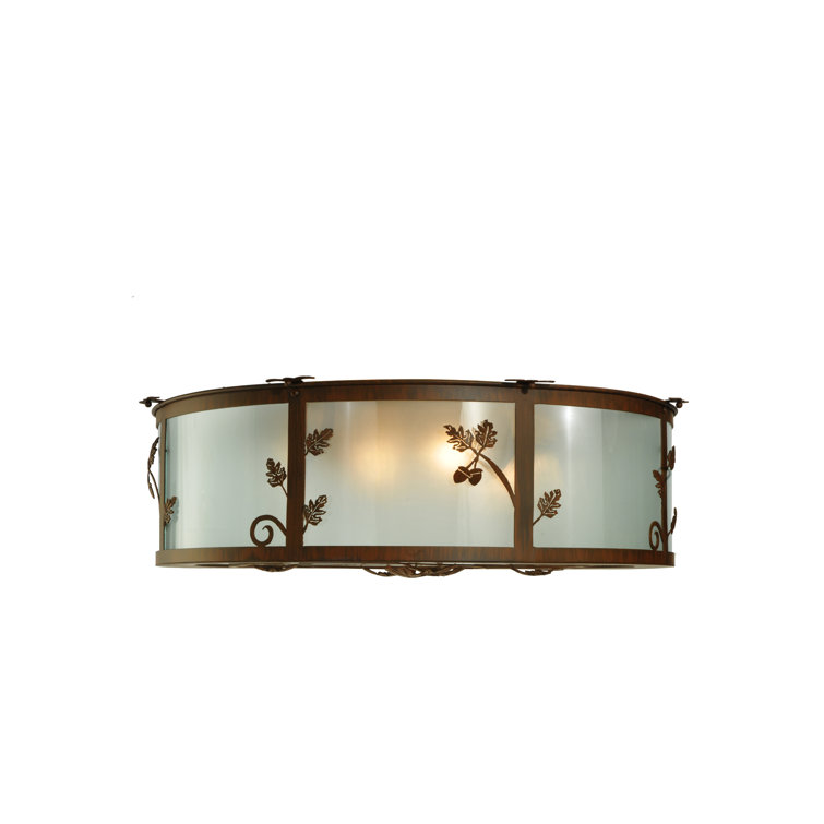 Elegant Oak Leaf & Acorn 4-Light Frosted Glass Flush Mount
