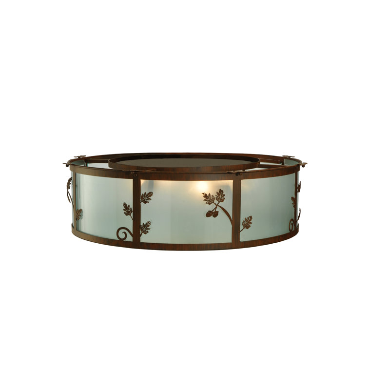 Elegant Oak Leaf & Acorn 4-Light Frosted Glass Flush Mount