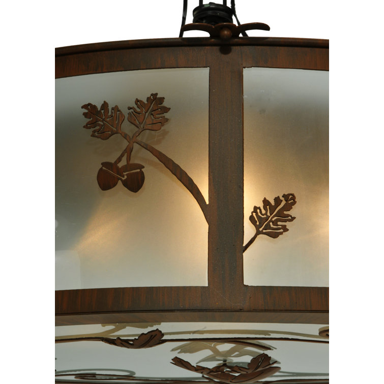 Elegant Oak Leaf & Acorn 4-Light Frosted Glass Flush Mount