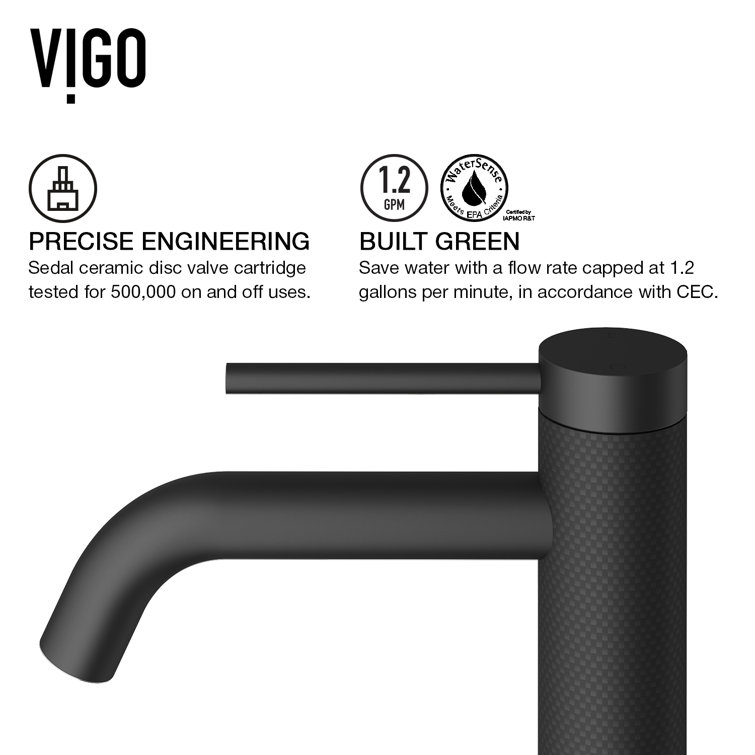 Lexington 10'' Carbon Fiber and Matte Black Bathroom Vessel Faucet