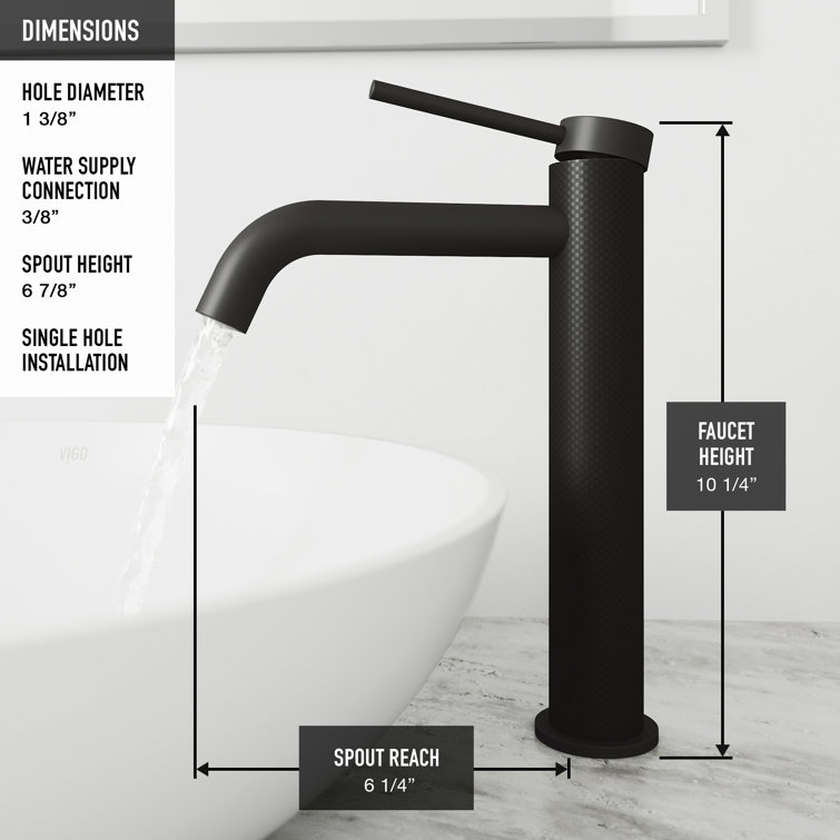 Lexington 10'' Carbon Fiber and Matte Black Bathroom Vessel Faucet