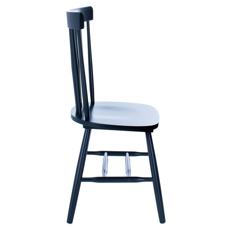 Navy Oak Windsor Back Solid Wood Side Chair Set