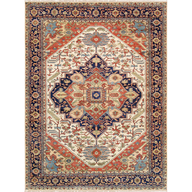 Hand-Knotted Ivory Wool Oriental Rug 8' x 10'