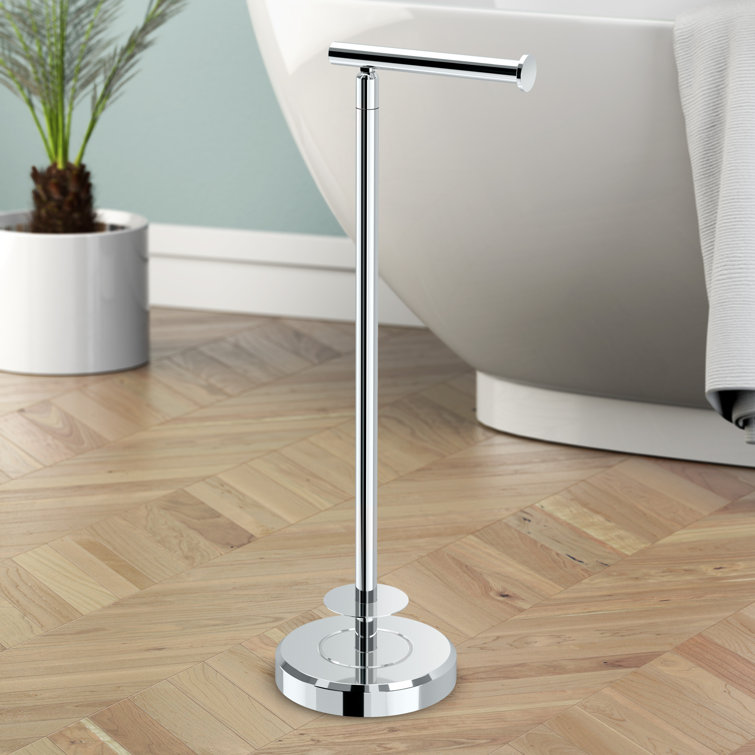 Chrome Freestanding Toilet Paper Holder with Weighted Base
