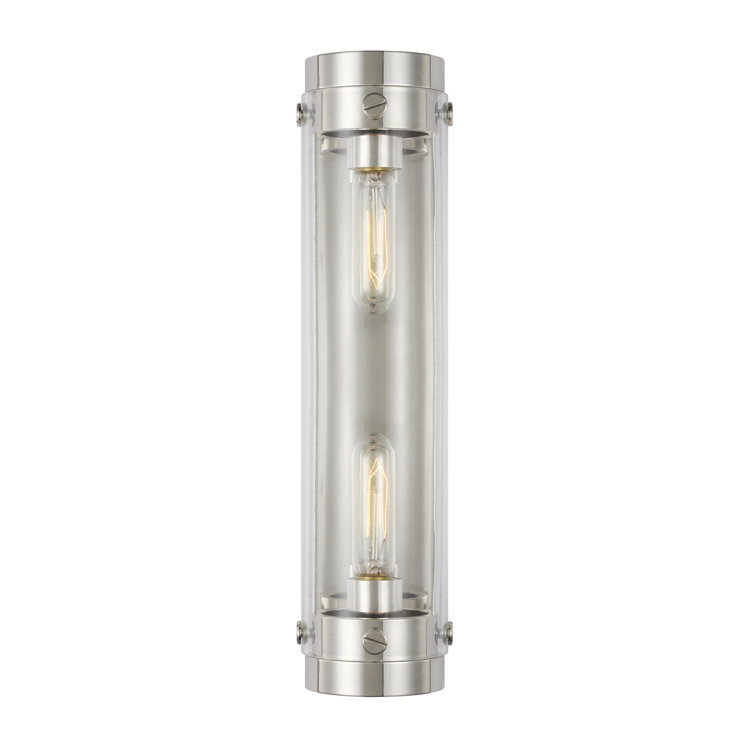 Garrett 18" Polished Nickel Industrial Glass Sconce
