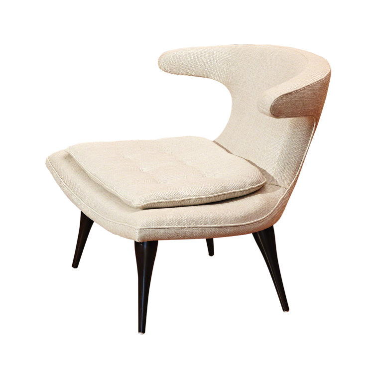 Anvil Retro-Inspired Lounge Chair in Dark Walnut and Beige