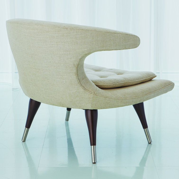 Anvil Retro-Inspired Lounge Chair in Dark Walnut and Beige