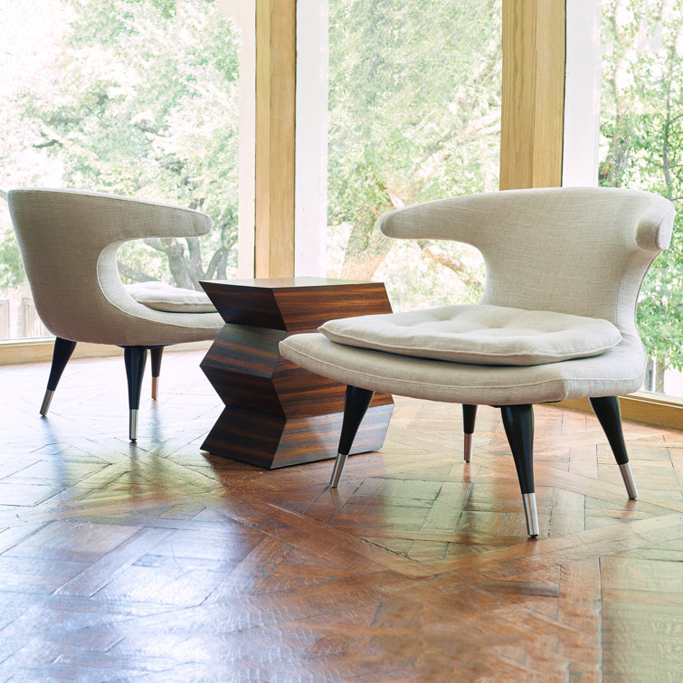 Anvil Retro-Inspired Lounge Chair in Dark Walnut and Beige