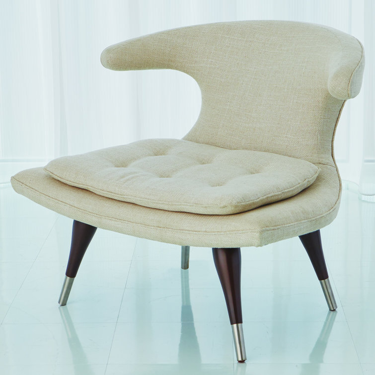 Anvil Retro-Inspired Lounge Chair in Dark Walnut and Beige