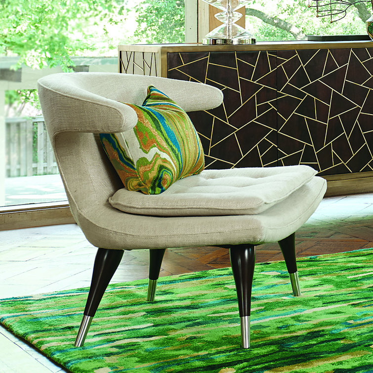 Anvil Retro-Inspired Lounge Chair in Dark Walnut and Beige