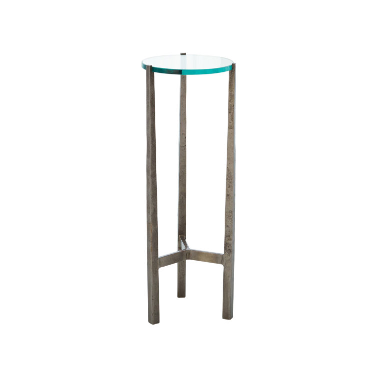 Petite Natural Iron and Glass Tripod Accent Table