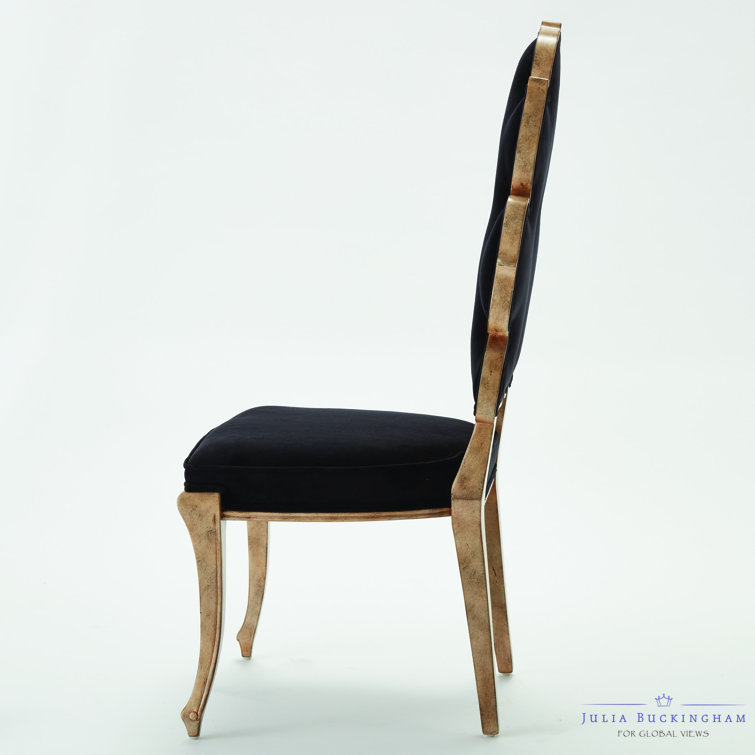 Regal Curves Black Velvet Rubberwood Side Chair