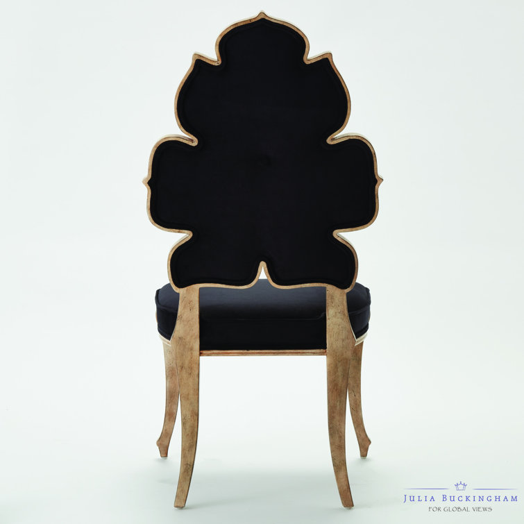 Regal Curves Black Velvet Rubberwood Side Chair