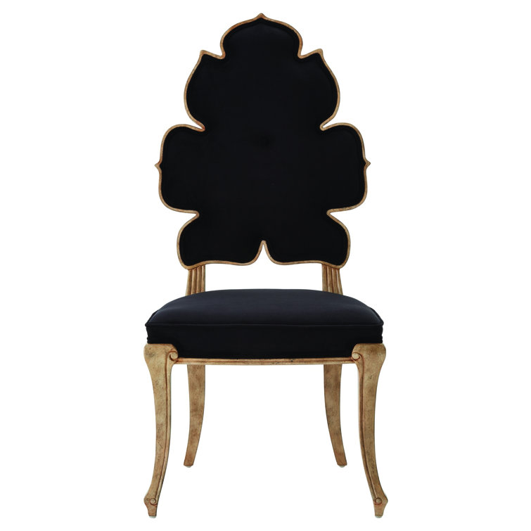 Regal Curves Black Velvet Rubberwood Side Chair
