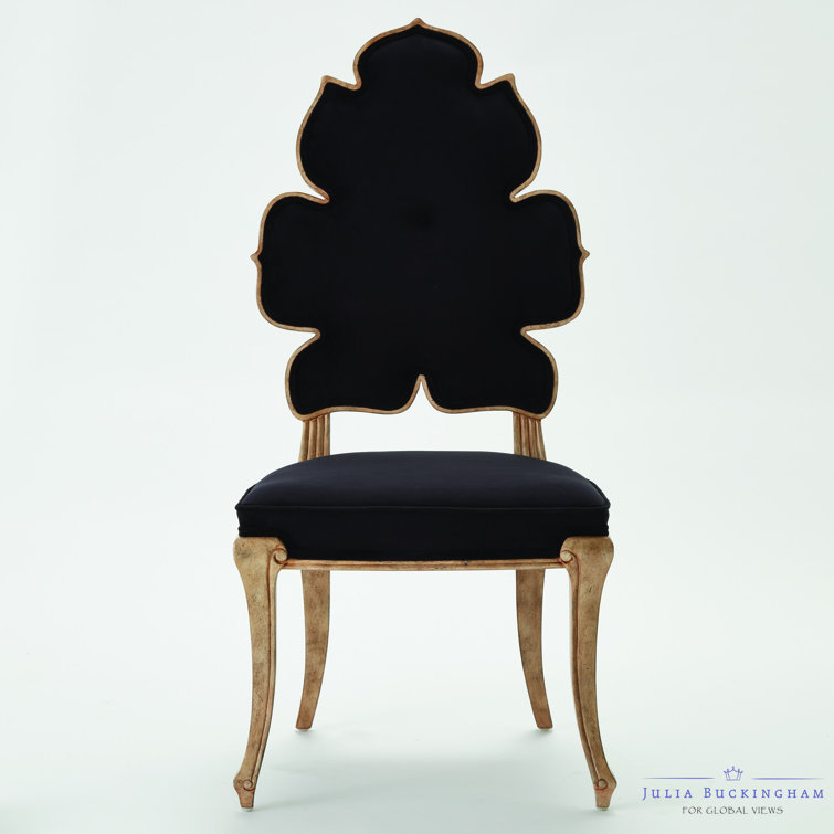 Regal Curves Black Velvet Rubberwood Side Chair