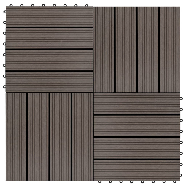 Dark Brown Composite Water-Resistant Snap-In Decking Tiles