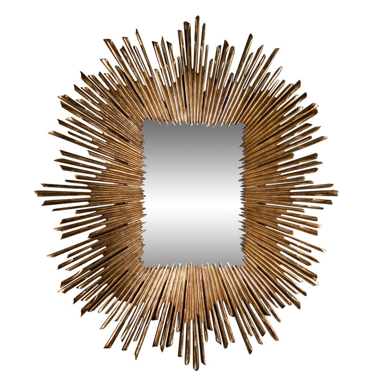 Baroque Inspired Gold Leaf Soleil Rectangular Wood Mirror
