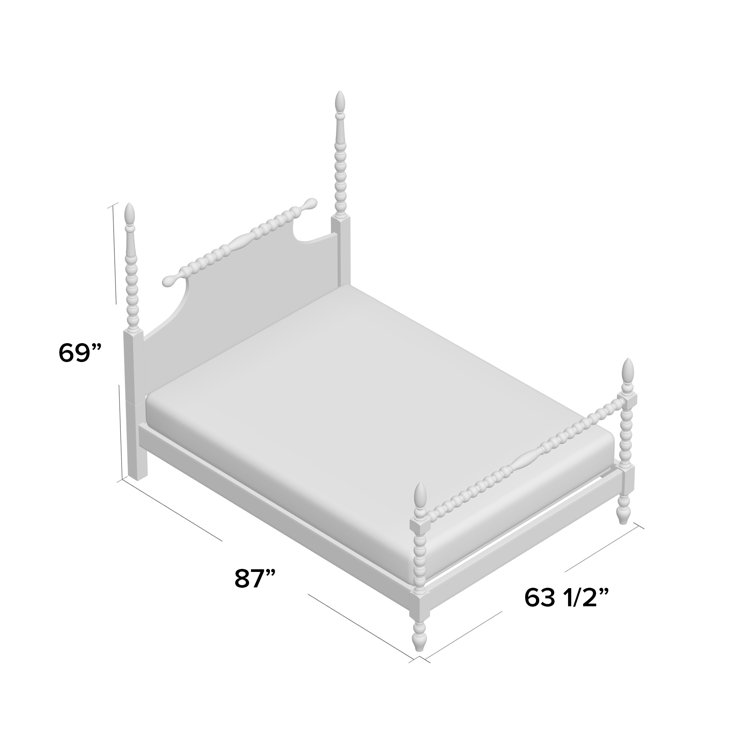 Beckett Deep Brown Acacia Queen Poster Bed with Rolling Pin Headboard