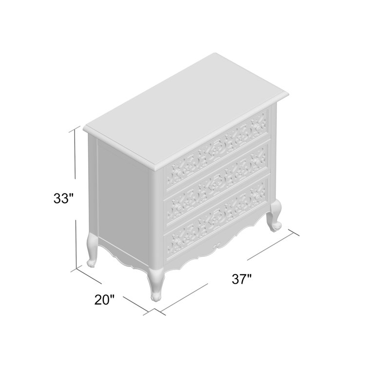 Chatelet Beige 3-Drawer Traditional Nightstand