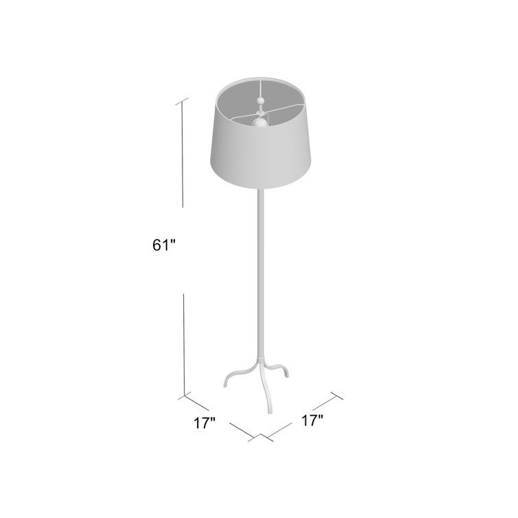 Gold & Brown Leather-Covered Tripod Floor Lamp with Beige Shade