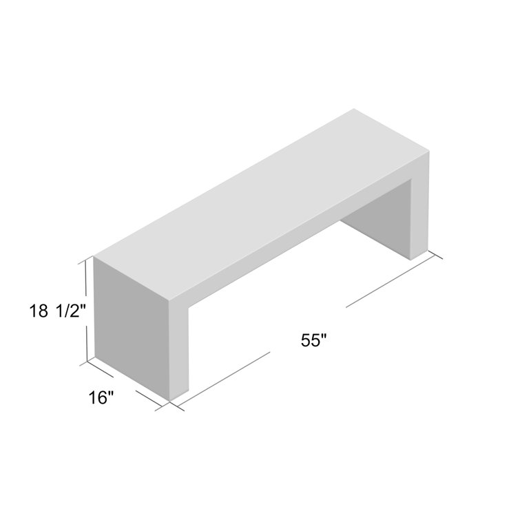 Brinlie Modern 55'' Grey Fiber-Reinforced Cement Outdoor Bench