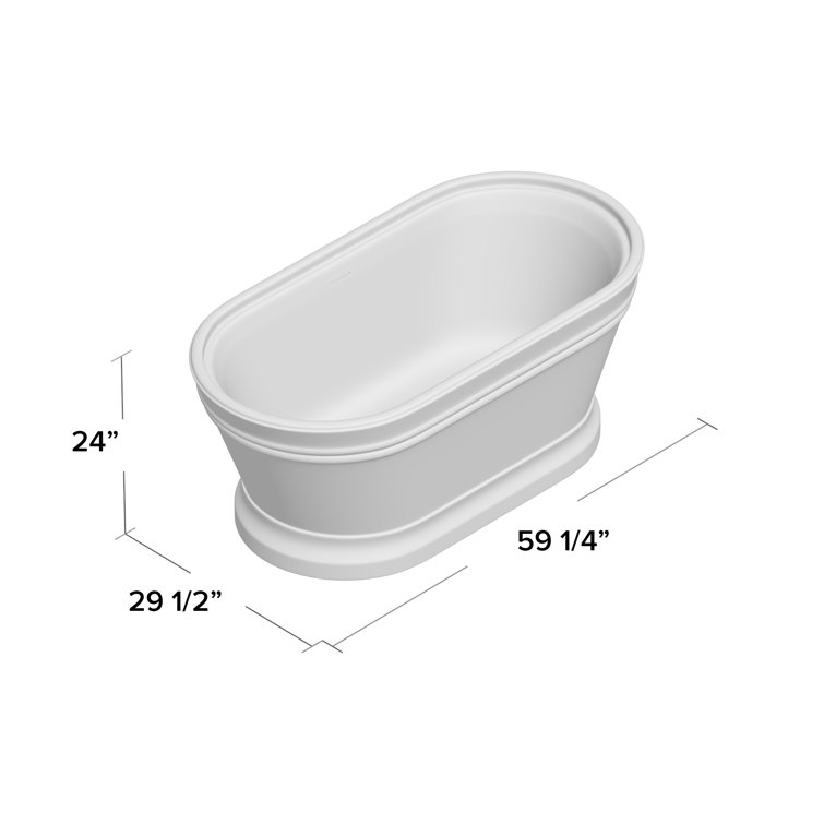 Athena 67" White Acrylic Freestanding Soaking Bathtub