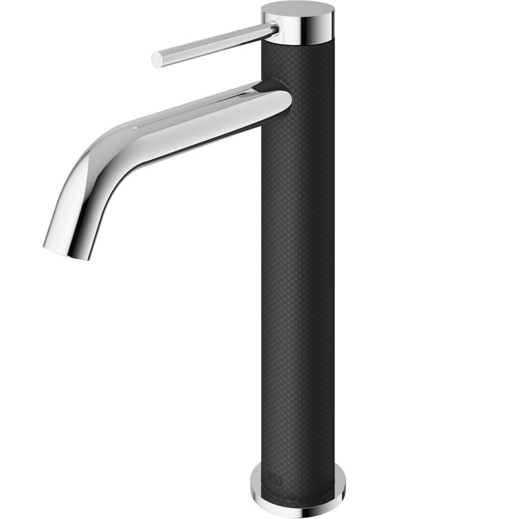 Lexington Chrome Single-Hole Vessel Bathroom Faucet with Carbon Fiber