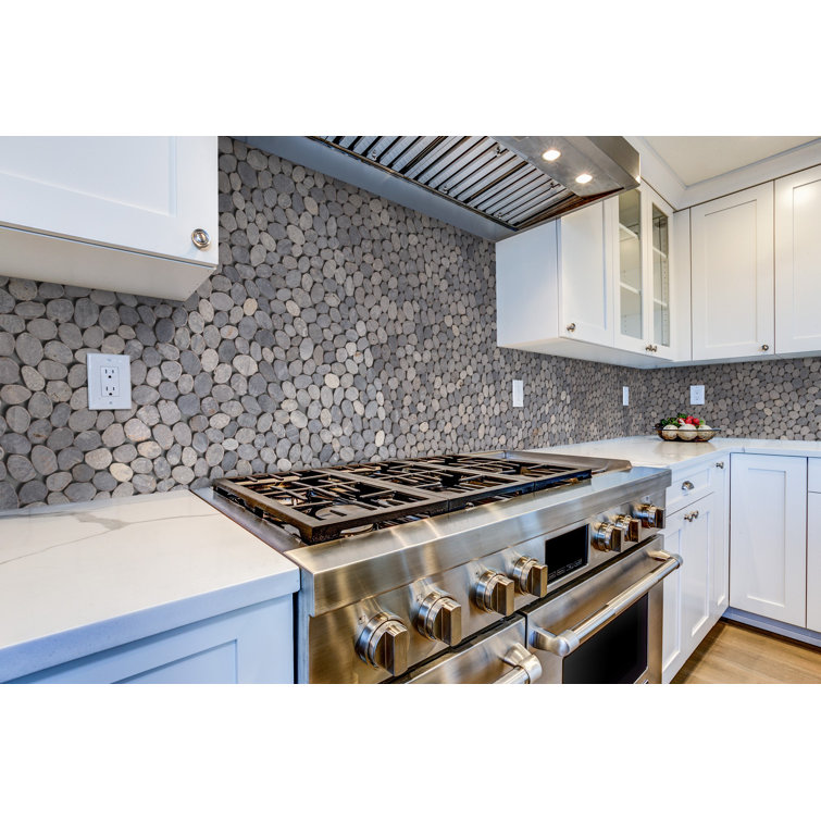 Gray Tumbled Marble Pebble Mosaic Tile